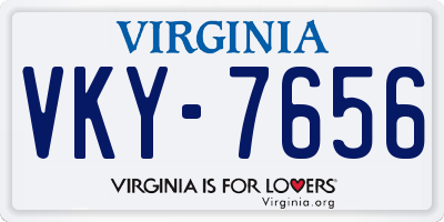 VA license plate VKY7656