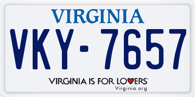 VA license plate VKY7657