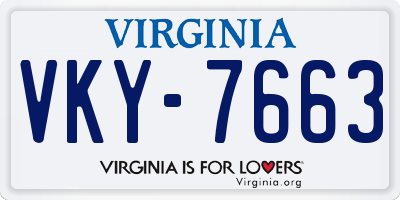 VA license plate VKY7663