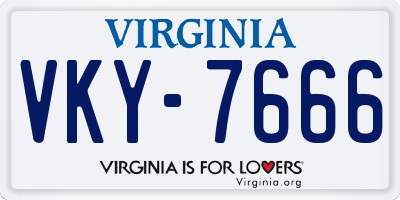 VA license plate VKY7666