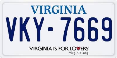 VA license plate VKY7669