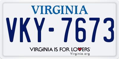 VA license plate VKY7673