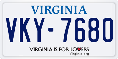 VA license plate VKY7680