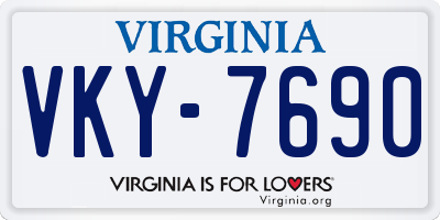 VA license plate VKY7690