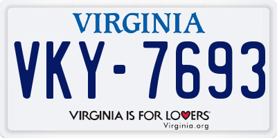 VA license plate VKY7693