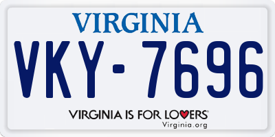VA license plate VKY7696