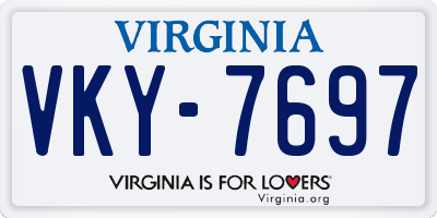 VA license plate VKY7697