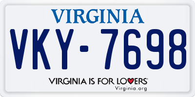 VA license plate VKY7698