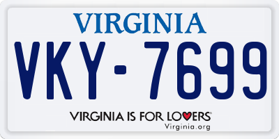 VA license plate VKY7699