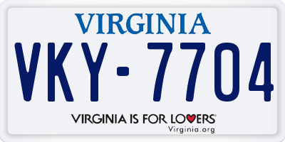 VA license plate VKY7704