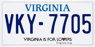 VA license plate VKY7705