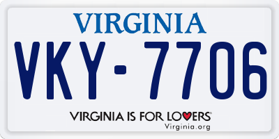 VA license plate VKY7706