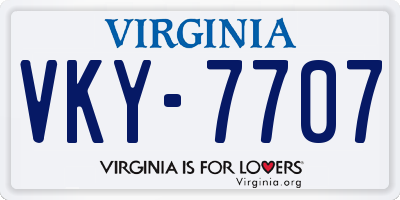 VA license plate VKY7707