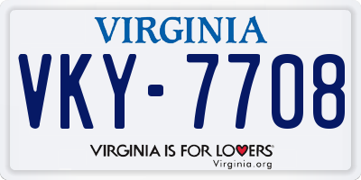VA license plate VKY7708