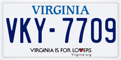 VA license plate VKY7709