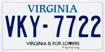 VA license plate VKY7722