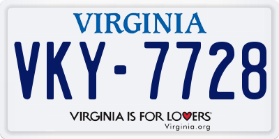 VA license plate VKY7728