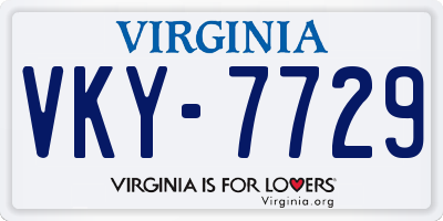 VA license plate VKY7729