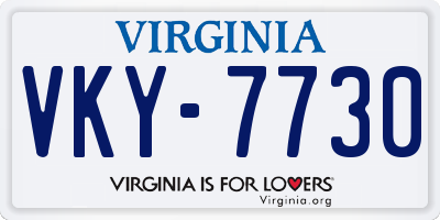 VA license plate VKY7730