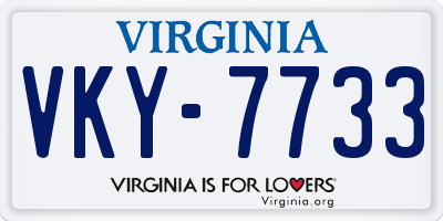 VA license plate VKY7733
