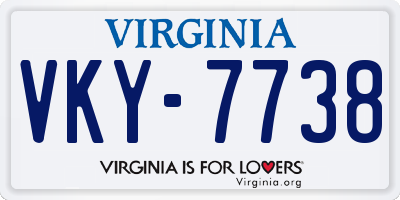 VA license plate VKY7738