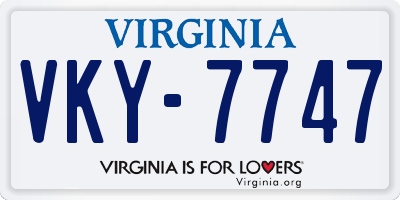 VA license plate VKY7747