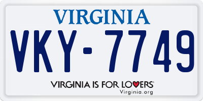 VA license plate VKY7749