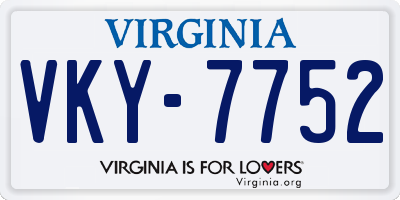 VA license plate VKY7752