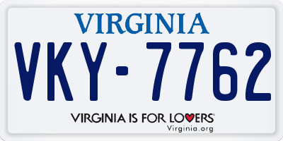 VA license plate VKY7762
