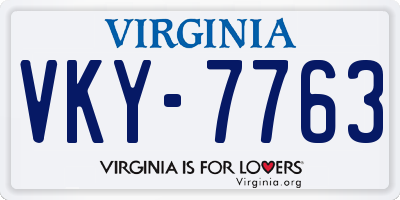 VA license plate VKY7763