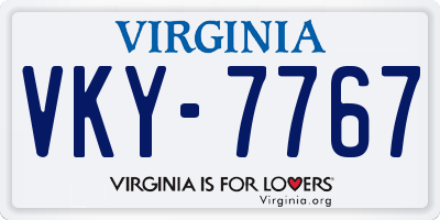 VA license plate VKY7767