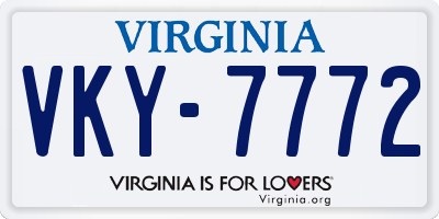 VA license plate VKY7772