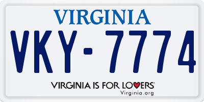 VA license plate VKY7774