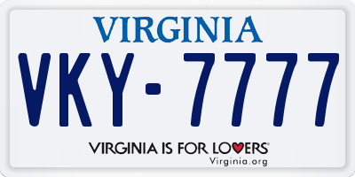 VA license plate VKY7777