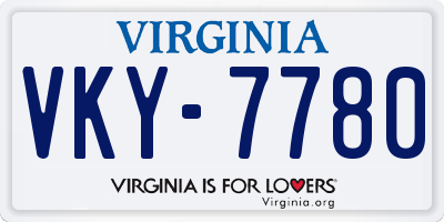 VA license plate VKY7780