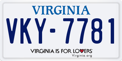 VA license plate VKY7781