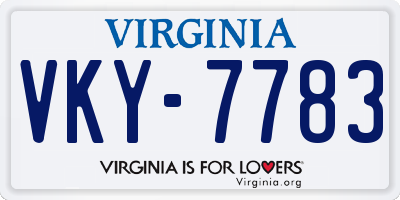 VA license plate VKY7783