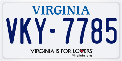 VA license plate VKY7785