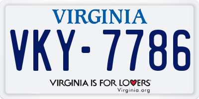 VA license plate VKY7786