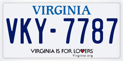 VA license plate VKY7787