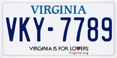 VA license plate VKY7789