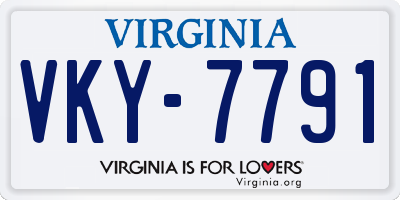 VA license plate VKY7791