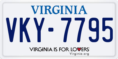 VA license plate VKY7795