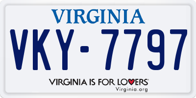 VA license plate VKY7797