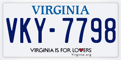 VA license plate VKY7798