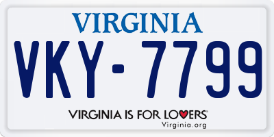 VA license plate VKY7799