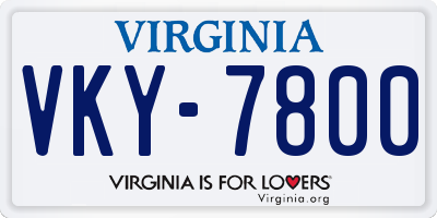VA license plate VKY7800
