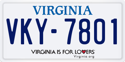 VA license plate VKY7801