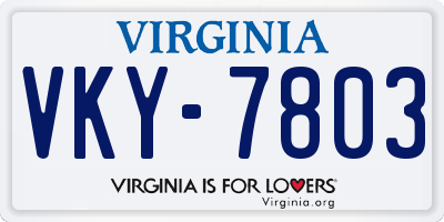 VA license plate VKY7803
