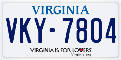 VA license plate VKY7804